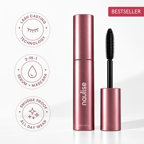 Naulise Lash Cast 2-in-1 Mascara & Serum, bestseller: lash casting technology, serum + mascara in one, smudge-proof all-day wear